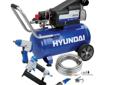 The HPC6060 Hyundai 6GAL AirSeries Air Compressor Tool kit was designed with the weekend warrior in mind. The large 6 gallon tank and powerful 1.5HP motor offer extended use with fewer cycles. The addition of a second Â¼ inch coupler maximizes jobsite