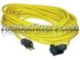 "
K Tool International KTI-73342 KTI73342 25' Outdoor Extension Cord
Features and Benefits:
25 foot standard outdoor extension cord
16/3 SJTW single tap cord
Rated: 13 amps, 125 volt, 1625 watts
Flexible to -40Â°F, water and weather resistant
UL listed