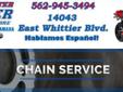 .
Chain Service on Motorcycle - ATV - Scooter
$27.99
Call (562) 945-3494
Whittier Fun Center
(562) 945-3494
14043 East Whittier Blvd.,
Whittier Fun Center, .. 90605
http://www.wfuncenter.com/custompage.asp?pg=chain_service
Correct chain tension