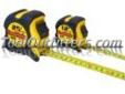 Titan 17502 TIT17502 2 Piece Dual Ruleâ¢ Combination Tape Measure Set
Features and Benefits:
Dual-Ruleâ¢ Standard and Metric scales
Quick-Read blade markings
Comfort grip sleeve
Hands free blade lock
Includes 16 ft. and 25 ft. tapes
Model: TIT17502
Price: