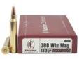 "
Nosler 60059 300 Win Mag. 180gr AB (Per 20)
Nosler Custom Ammunition, Trophy Grade
- Caliber: 300 Winchester Magnum
- Grain: 180
- Bullet Type: AccuBond
- Muzzle Velocity: 2950 fps
- Per 20
- Use: Medium Game"Price: $49.37
Source: