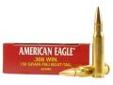 "
Federal Cartridge AE308D 308 Winchester 308 Win, 150gr, FMJBT, (Per20)
Load number: AE308D
Caliber: 308 Win. (7.62x51mm)
Bullet Weight: 150 Grains, 9.72 Grams
Bullet Type: American Eagle, Full Metal Jacket Boat-Tail
Primer number: 210
Usage: Target
