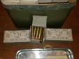 800 rounds French military 30 carbine ammo. Just opened the tin to verify the contents. As you know 30 carbine is very hard to come by in bulk these days.16-50 round boxes 1962 production.Sealed primers.If interested, contact Dave at 520. 248. 1111. Some