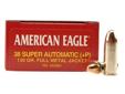 Load number: AE38S1 Caliber: 38 Super High Velocity +P* Bullet weight: 130 grain, 8.42 grams Primer number: 200 Bullet Type: Full Metal Jacket Usage: Target shooting, training, practice * +P ammunition is loaded to a higher pressure. Use only in firearms