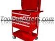 "
Extreme Tools Inc EX3204TCRD EXTEX3204TCRD 32"" Deluxe Tool Cart - Red
Features and Benefits:
Unique design allows access to top compartment through open lid or top drawer
(4) Drawers with ball bearing slides plus bottom shelf for storage
Pry bar/ long