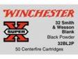 "
Winchester Ammo 32BL2P 32 Smith & Wesson(Blanks) 32 S&W, 0gr, Black Powder, (Per 50), Blanks
32 Smith & Wesson centerfire handgun blanks. Per 50
Black Powder"Price: $33.85
Source: