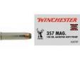 "
Winchester Ammo X3575P 357 Magnum 357 Mag, 158gr, Super-X Jacketed Soft Point, (Per 50)
Winchester's Jacketed Soft Point bullet offers positive expansion, proven accuracy, a notched jacket and solid nose design.
Symbol: X3575P*
Caliber: 357 Magnum