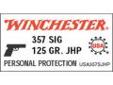 "
Winchester Ammo USA357SJHP 357 Sig 357 Sig, 125gr, USA Jacketed Hollow Point, (Per 50)
USA Brand ammunition is the ideal choice for training-or extended sessions at the range or in the field. As you'd expect, USA Brand Centerfire Ammunition features