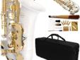 Eb E-Flat Alto Saxophone Lazarro has High F# and front F key.Made from Real BRASS and has Hand Engraved Bell Decoration, High Quality Leather Pads with Metal Resonators, Adjustable Key Height Screws and Metal Thumb Rest, Read More
360-WH - WHITE/Gold Alto