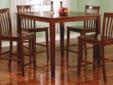 Contact the seller
5 Piece Counter Height Dining Set with Brown Walnut Finish This lovely counter height dining set will be the perfect addition to your casual contemporary home. The simple set features a smooth square counter height table, with sleek