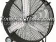 "
Mountain CED3186 MTN5036DD 36"" Direct Drive Drum Fan
Features and Benefits:
Two speed direct drive for maximum energy efficiency
120V/60Hz
Cut-off protection from overheating
Two wheels allow for easy movement around the shop
UL approved
Powder coated