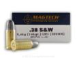 The 38 S&W cartridge was designed by Smith & Wesson in 1877 well before the later developed 38 Special cartridge and has a slightly larger diameter with a rimmed casing. This less common cartridge is available from Magtech and is sure to deliver the sport