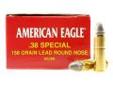 "
Federal Cartridge AE38B 38 Special 38 Special, 158gr, Lead Round Nose, (Per 50)
Load number: AE38B
Caliber: 38 Special
Bullet Weight: 158 grain, 10.23 grams
Primer number: 100
Bullet Type: Lead Round Nose
Usage: Target shooting, training, practice
If