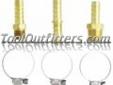 "
Milton S620-6 MILS620-6 3/8"" Hose Repair Kit
Kit includes:
1 each #602 1/4â NPT x 3/8â ID male hose end
1 each #603 3/8â NPT x 3/8â ID male hose end
1 each #642 3/8â ID hose mender
3 of #1602-2 Hose clamps for 3/4â OD hose
"Model: MILS620-6
Price:
