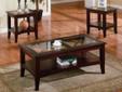 3 Pc. Occasional Table Set with Glass Top
Product ID F3075
Coffee Table : 46" x 24" x 18"H
End Table : 22" x 20" x 22"H
5mm beveled tempered glass
PLEASE VISIT US AT www.lvfurnituredirect.com OR CALL FOR MORE INFO (702) 221-9880
* FREE DELIVERY.
* 90 DAYS
