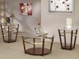 3 Pc.Round Coffee Tables Set Feature Sleek Wooden Bases in a Rich Cherry Finish
Product ID#701540
3 Pc. round coffee table set feature sleek wooden bases in a rich cherry finish that also double as display shelves. Gleaming gold accented curves just below