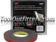 "
3M 6382 MMM6382 3Mâ¢ Automotive Acrylic Plus Attachment Tape, Black, 1/2"" x 20 yds.
Features and Benefits:
.045" thick, medium density black acrylic foam tape with high performance acrylic adhesives on both sides and a red release liner
Uses automotive
