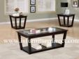 3PC Occasional Table Group in a Rich Cappuccino Finish
Product ID#701506
Description:
This 3pc occasional table group will complement any room,
finished in a rich cappuccino finish, with glass top inserts and
under table storage.
End Table: 24"l 22"w
