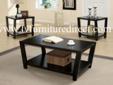 3pc Occasional Table In Rich Dark Cappuccino Finish.
Product ID#701510
Description:
The perfect addition to your living room this 3pc occasional
table features a contemporary design and a rich dark
cappuccino finish.
End Table: 24-3/4"l 24"w 23"h
Coffee