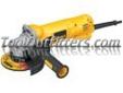 "
Dewalt Tools D28112 DWTD28112 4-1/2"" (115mm) Small Angle Grinder
10.0 Amp AC/DC 11,000 rpm motor designed for faster material removal and higher overload protection
Dust Ejection Systemâ¢ provides durability by ejecting damaging dust and debris