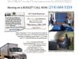 We Have The Best Prices In Town For Professional Movers. Call To Reserve Your Move Today!
http://www.dfwmovers214.com (214) 684-5359
Call us today or visit our website.
http://www.dfwmovers214.com
**DFW Movers**
"Moving Made Simple"
$40/HR for 2