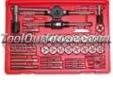 "
Vermont American 21729 VER21729 40 Piece Tap and Die Mechanic Super Set
Features and Benefits:
Each high carbon steel tap and die has size and starting side permanently marked on each
All taps are plug style and have recommended drill size laser marked