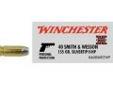 "
Winchester Ammo X40SWSTHP 40 Smith & Wesson 40 S&W, 155gr, Super-X Silvertip Hollow Point (Per 50)
Winchester's Silvertip Handgun ammunition remains one of the most dependable and performance-proven handgun cartridges ever created. Originally developed