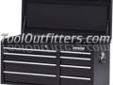 "
Waterloo WCH-418BK-L WATWCH-418BK-L 41"" Wide 8-Drawer Chest with Drawer Liners - Black
This 8-drawer chest with non-slip drawer liners is a perfect complement to our WCA-4111BK-L cabinet. It allows the storage of almost 50% more tools in the same