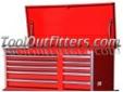 "
International Tool Box NR4210 ITBNR4210 42"" 10 Drawer Chest with Roller Bearing Slides - Red
Features and Benefits:
Ball bearing slides on all drawers
Double wall steel construction
High gloss powder coat scratch resistant paint
Extruded aluminum