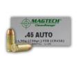 Newly manufactured by Magtech Ammunition, this product is excellent for indoor range training. This 45 auto ammo is part of Magtech's Clean Range ammunition lineup offering a fully encapsulated bullet which is designed to reduce a shooter's risk to lead