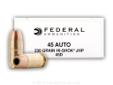 This hard to find 45 ACP Federal Classic Hi-Shok JHP ammo is a great load for your personal defense needs. This hard hitting jacketed hollow point bullet is designed to expand upon impact for maximum stopping power. This is top of the line, American-made