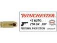 "
Winchester Ammo USA45JHP 45 Automatic 45 ACP, 230gr, USA Jacketed Hollow Point, (Per 50)
For avid centerfire rifle shooters, Winchester has introduced a full line of USA Brand Centerfire Rifle Ammunition-including two specially packaged hollow point