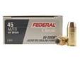 "
Federal Cartridge C45C 45 Automatic 45 Auto, 185gr, Power Shok Jacketed Hollow Point, (Per 20)
Load number: C45C
Caliber: 45 Auto
Bullet Weight: 185 grains, 11.99 grams
Primer number: 150
Bullet Type: Classic Automatic Pistol, Power Shok Jacketed Hollow