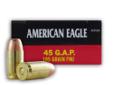 Manufactured under Federal's American Eagle brand, this product is brand new, brass-cased, boxer-primed, non-corrosive, and reloadable. It is a staple range and target practice ammunition. Note this is the equivalent of "FMJ" ammo.
Manufacturer: Federal
