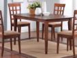 Contact the seller
Medium Walnut Finish 5 Piece Dining Call Or Order Online Now! 866-606-3991 This lovely dining table and chair set will be the perfect addition to your casual contemporary home. The simply styled table has a smooth rectangular table top