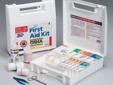 This 196-piece first aid kit is ideal for contractors, fleet vehicles, work sites or small companies with up to 50 employees. It meets federal OSHA recommendations and carries 20 critical products including a 4 oz. eye wash and 6-piece CPR pack. The