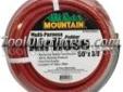 "
Mountain 91004005 MTN633850RJ 50' x 3/8"" Rubber Hose
Features and Benefits:
Â 
300 PSI working pressure
1200 PSI burst pressure
Includes vinyl guard band restrictors on each end
2 Year over the counter replacement warranty
50 Ft. spiral
I.D. size: 2