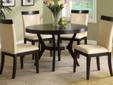 5 Pc.Downtown Round Dining Set in Espresso Finish
Product ID#CM3423T
Includes:
Table: Diameter: 48" - Height: 30"
Chairs: 21.5" - Overall Height: 39.5" - Width: 23"
Features:
Two toned chairs
Padded leatherette chairs
Solid wood and veneer top
Finish
