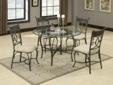 5 Pc. Glass Top Dining Table Set
Product ID# 120831
Product Details
Transform your kitchen or dining room with the distinctive round glass dining table and chairs set or round glass counter height and stools set. A metal base features intricate details