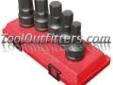 "
Sunex 4506 SUN4506 5 Piece 3/4"" Drive SAE Hex Impact Socket Set
Features and Benefits:
Chrome Molybdenum alloy steel for long life
Features a radius corner design, resulting in less wear on the fastener
Fully guaranteed
Included in a heavy-duty blow