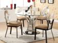 5PC Dining Set Ultra Contemporary
Product ID#120461
Description:
The ultra contemporary lines and styling of the Halona
dining room group are stunning. Chairs feature a
brown microfiber with metal seating and base. Satin finish
table base with a high