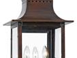 From the Charleston Copper Lantern Collection, this piece gives you the historic look of gas lighting, but without the hassle of a propane feed. It is all electric, solid copper and hand riveted, giving your home the romantic, reproduction style of