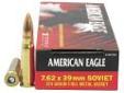 "
Federal Cartridge A76239A 7.62x39 Soviet 7.62x39 Soviet, 124 Grain, FMJ, (Per 20)
Load number: AE76239A
Caliber: 7.62x39mm Soviet
Bullet Weight: 124 Grain 8.03 Grams
Bullet Type: Full Metal Jacket
Primer number: 210
Usage: Target Shooting, Training,