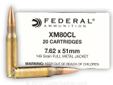 Sold Out! Mark 559-908-9970
7.62x51mm - 149 gr FMJ - XM80CL - Federal - 20 Rounds
Manufactured at the Lake City factory, this mil-spec product is brand new, brass-cased, boxer-primed, non-corrosive, and reloadable. It is a staple range and target practice