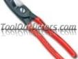 "
Grip On 9511200 KNP9511-8 8"" Battery Cable Shears with Twin Cutting Edge
Features and Benefits:
For cutting copper and aluminum cables
Precision ground, hardened blades
Clean and smooth cut without crushing and deformation
Less effort required due to