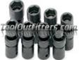 "
S K Hand Tools 34301 SKT34301 8 Piece 1/2"" Drive SAE 6 Point Swivel Impact Socket Set
Features and Benefits:
Corrosive resistant and laser engraved every 120 degrees
Extra recess depth, 30 degree flex angle and smooth collar design
SureGripÂ® hex design