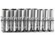 "
K Tool International KTI-26200 KTI26200 8 Piece 1/4"" Drive 6 Point Metric Deep Socket Set
Features and Benefits:
Chrome vanadium steel, heat treated
Packaged on socket rail
Includes sizes: 6mm to 13mm."Price: $17.22
Source: