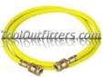 "
Robinair 61096 ROB61096 96"" R-134A Yellow Hose
Features and Benefits:
1/2" ACME x 1/2" ACME
Built for long life and dependability
Strong six-sided crimp provides a reliable connection between the hose and barb, even at maximum pressure
The couple nuts