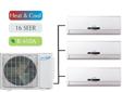 This 18,000 BTU 16 SEER Dual Zone Ductless Split w/ Heat & Inverter by Air Con A16CM4H4R36 is slim in design and operates with low noise levels. The remote control allows you to set the operating mode, fan speed and control the air louvers or turn the