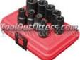 "
Sunex 2690SE SUN2690SE 9 Piece 1/2"" Drive External Star Impact Socket Set
Features and Benefits:
Forged from the finest chrome molybdenum alloy steel â the best choice for strength and durability
Radius corner design - to extend the life of fasteners